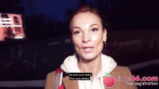 Awesome PUBLIC FUCK with Kessie Shy behind Berlin billboard! Dates66