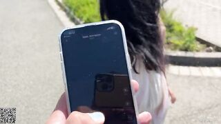 Eva cumming hard in public restaurant thru with Lovense Ferri remote controlled vibrator