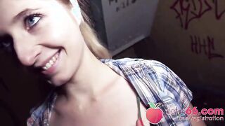 Blonde Teen Enjoys POV Encounter in Abandoned Location