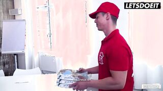 Skinny Secretary Monika Phamous Seduces Pizzaboy Into Nasty Raunchy Fuck Session - LETSDOEIT
