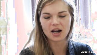 Ersties: Danish Babe Toys Her Hairy Pussy With a Glass Dildo