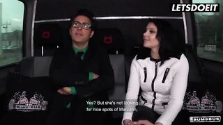 Tattooed Brunette Gets Hardcore Sex in the Backseat of a Bus - LETSDOEIT