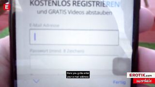 Cute babe Katrina Morenogets her pussy pounded by a fan! (GERMAN)