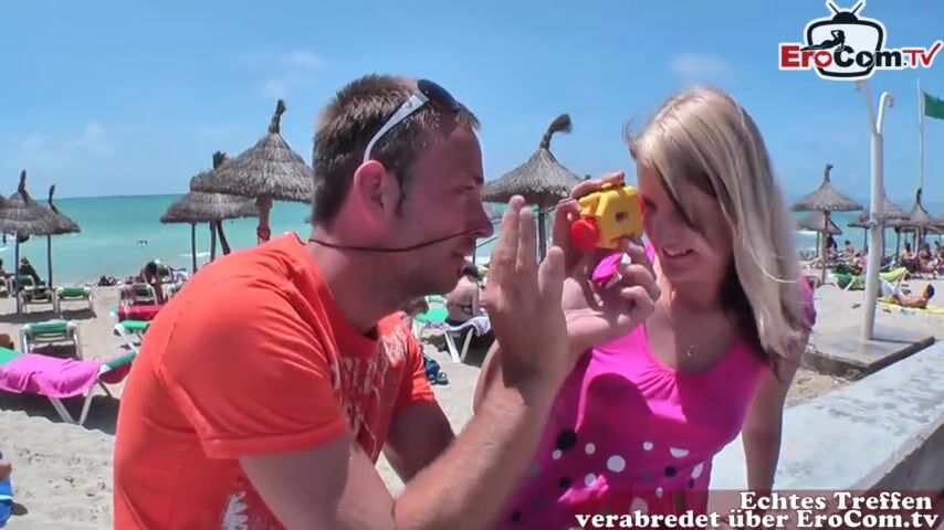 Blonde Teen Flirts and Gets Picked Up at Mallorca Beach