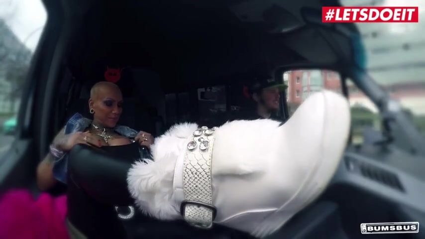 BUMSBUS - TATTOOED GERMAN WITH BIG TITS POUNDED HARD IN THE BACKSEAT - LETSDOEIT