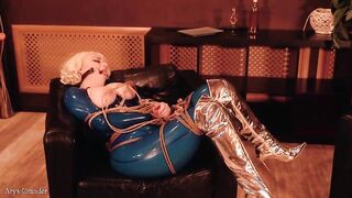 Sexy Latex Fetish Hot Blonde MILF in bondage escape video free bdsm clip