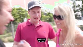 GERMAN MILF JULIA PINK: TWO CUMSHOTS IN PUBLIC: TWO FUCKERS share a blonde MILF! StevenShameDating