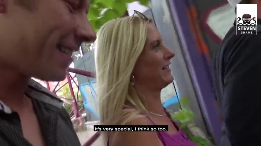 HARD OUTDOOR THREESOME with Dirty Tina: TWO GUYS share a MILFs CUNT! StevenShameDating
