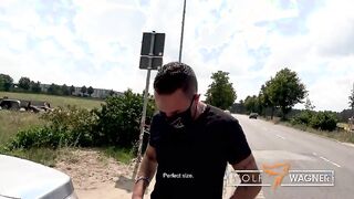 Tesla Protest! Kitty Blair nude in public w/ message for Elon! + Public Fuck! WOLF WAGNER