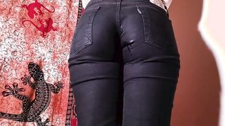Desperate & topless in my black jeans. Oh no I pissed myself!