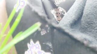 Nicoletta can't hold back and pisses on your face in a public garden - Wonderful upskirt pee