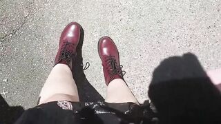 Nicoletta can't hold back and pisses on your face in a public garden - Wonderful upskirt pee