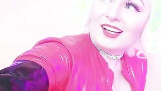 Do you love fetish clothes as I do? Red PVC Catsuit and Corset Fetisch + Foot Fetish a little