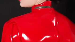 Latex haul of a gorgeous military look latexdress!