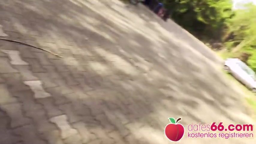 dates66.com IN PUBLIC: Blonde MILF fucks random guy on stairs