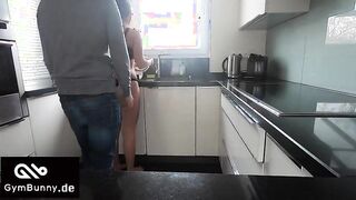 Impregnated on the kitchen table! Married businessman with huge cock vs. teen