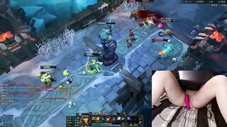 Gamer Girl Multitasking with a Vibrator While Playing League of Legends