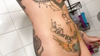 Full Body Shower Shave.. Petite Brunette, Hairy Pussy, Hairy Legs, Hairy Armpits
