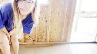 Curvy Blonde in Glasses Teases with Public Exhibition and Playful Banter