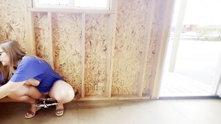 Curvy Blonde in Glasses Teases with Public Exhibition and Playful Banter