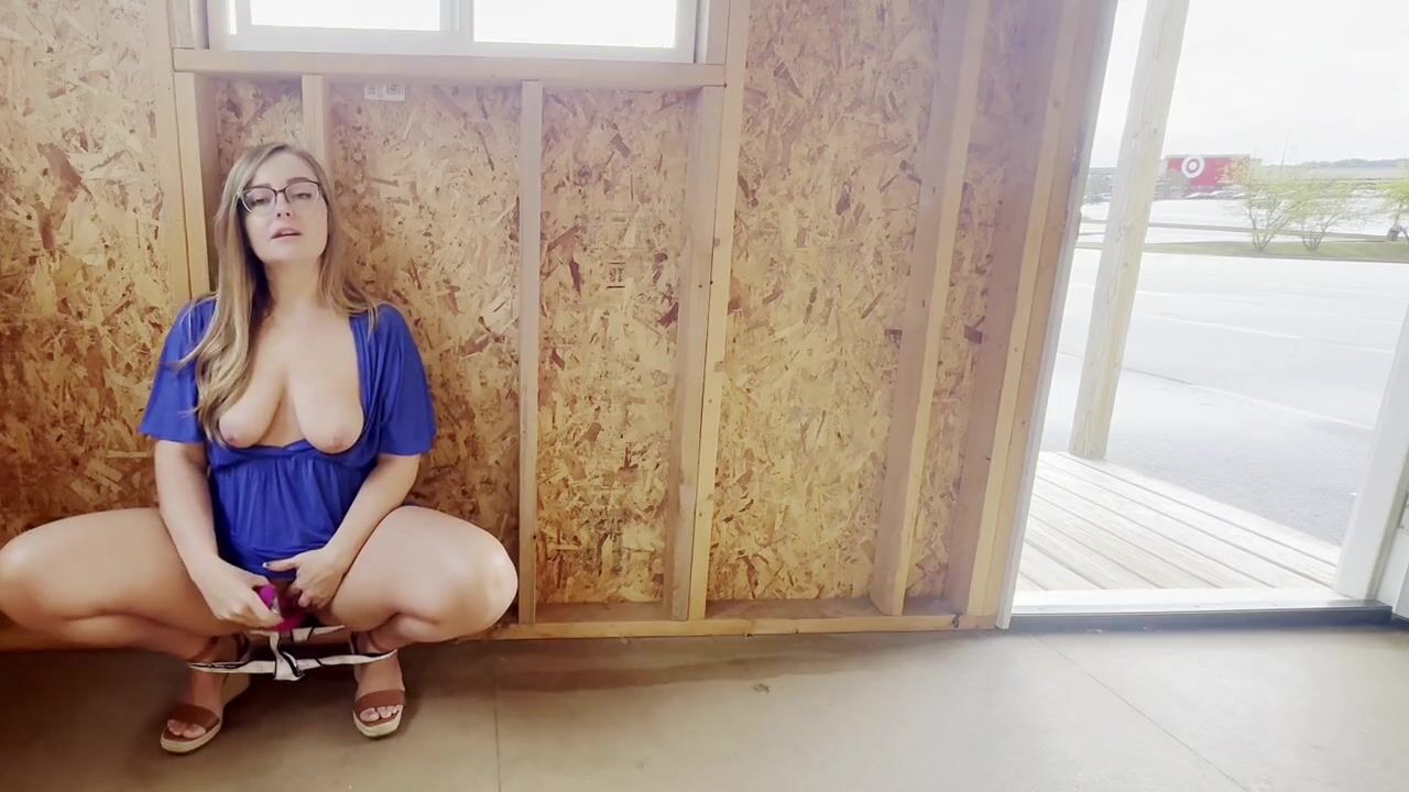 Curvy Blonde in Glasses Teases with Public Exhibition and Playful Banter
