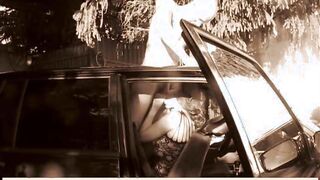 Steamy Car Encounter: Russian Brunette Delivers an Intense Blowjob to Her Stepbrother