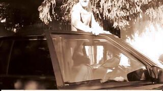 Steamy Car Encounter: Russian Brunette Delivers an Intense Blowjob to Her Stepbrother