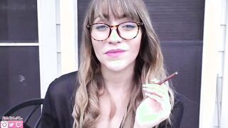 Watch Mila Smokes More's kinky glasses-wearing secretary get dominated and face-fucked in the great outdoors