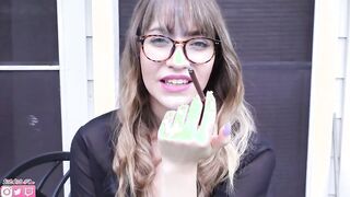 Watch Mila Smokes More's kinky glasses-wearing secretary get dominated and face-fucked in the great outdoors