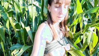 My horny girlfriend is a corn field queen in a cream pie frenzy!