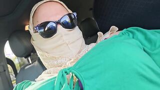 Kinky stranger eats my pussy & jerks off on my leg in my car - Big Booty BBW gets a fat load on her big butt
