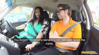 Busty Ebony BBW gets her big tits and ass pounded in a car and takes a facial
