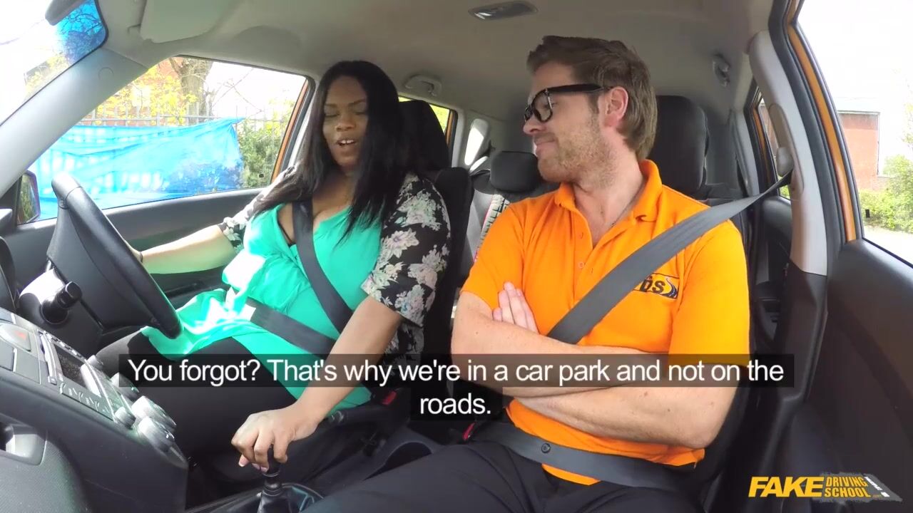 Busty Ebony BBW gets her big tits and ass pounded in a car and takes a facial