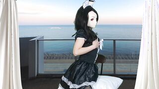 HENTAI Aibu。ベランダ。メイド。拘束されながらオナニー。