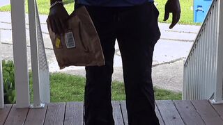Delivery Guy's Unexpected Encounter with a Busty Beauty in a Mini Dress