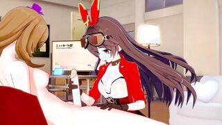 3D Adventure: Lisa and Amber's Playful Encounter in Genshin Impact