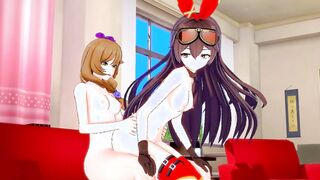 3D Adventure: Lisa and Amber's Playful Encounter in Genshin Impact