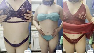 Playful Lingerie and Swimsuit Try-On with a Touch of Tease