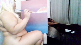 Intriguing Camgirl Creates Art in the Buff: A Unique Experience!