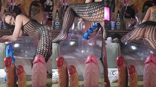 Tattooed Beauty @nephilaaranea Takes a Wild Ride on a Giant Inflatable Dildo - Solo Fun!