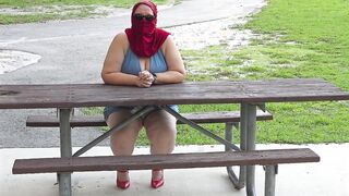 Outdoor Adventure: Busty Milf in Mini Dress Flaunts Curves and Daring Moments