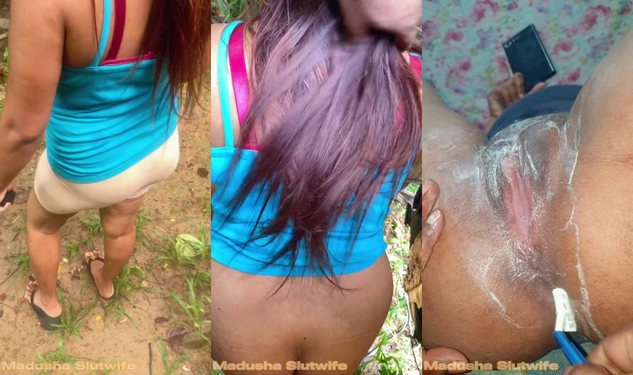 Kneeling Surprise: Outdoor Intimacy with a Shaving Partner and a Curious Viewer