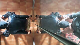 Milf chairtied, throatfucked with ring gag and throatpie
