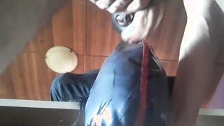 Hogtied in pantyhose and high heels, rough deeptrhroat and huge load of cum in her mouth
