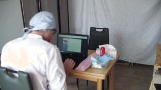Pervert doctor and young shy sexy woman - sexual exam