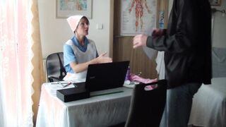 A sexy nurse performs a thorough sexual examination on a young man - part 1
