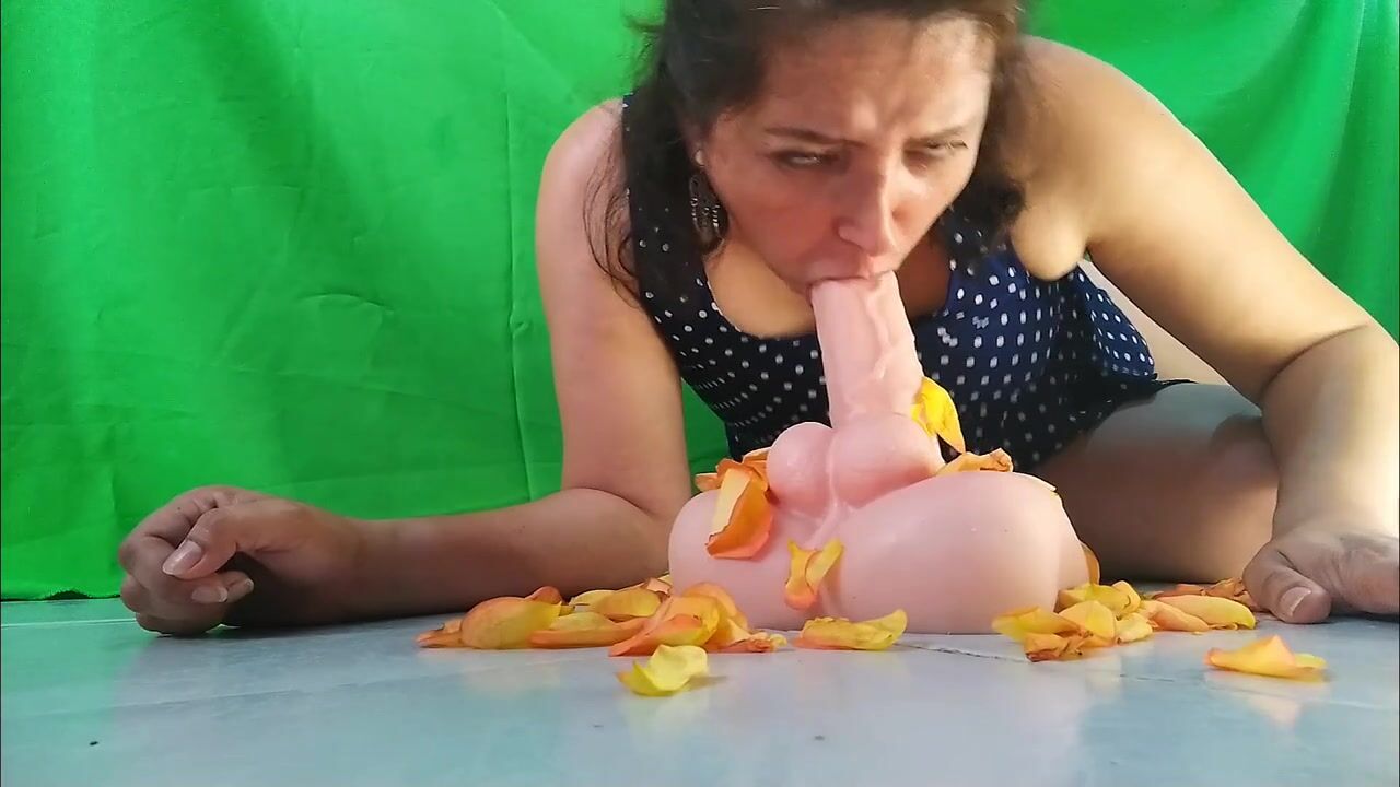 Roses, pussy, spit, and blowjob