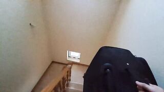 Wife hides in a travel bag and gets anal internal cumshot from her husband's best friend.
