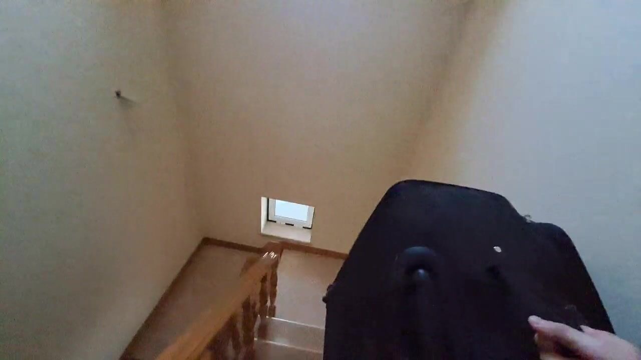 Wife hides in a travel bag and gets anal internal cumshot from her husband's best friend.
