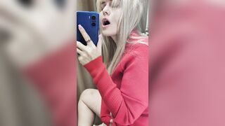 Blonde Beauty's Daring Dressing Room Adventure: A Risky Public Thrill